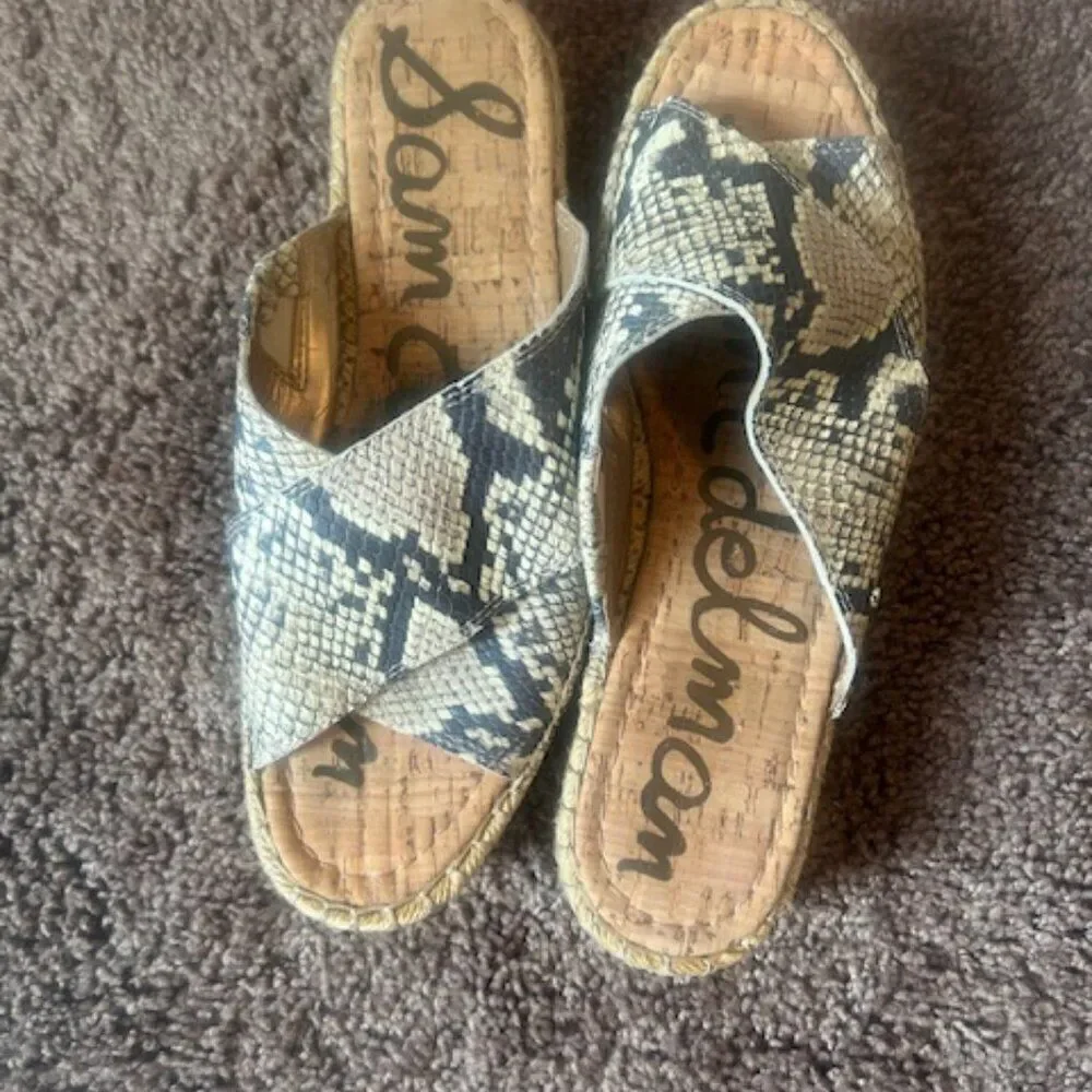 Sam Edleman Natty Platform Espadrille snake print, size 10